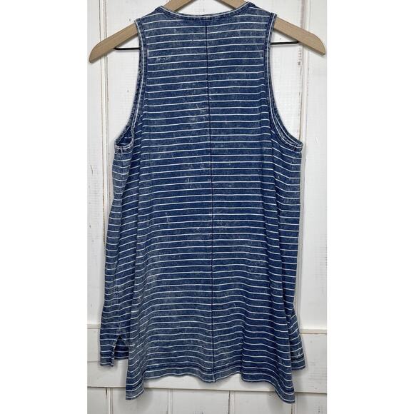 Rag & Bone Cotton Racerback Tank Top Tunic Blue White Stripe Nautical Acidwash M - Picture 2 of 8